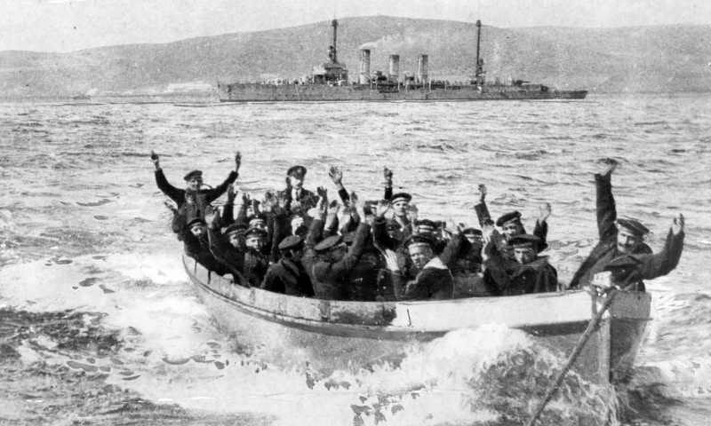 Surrendering German sailors. Orkney Library & Archive. Surrendering German sailors. Orkney Library & Archive.