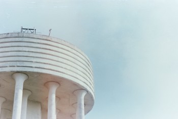 Garthemlock Water Tower, Glasgow photograph of a skyline with a water tower to the left