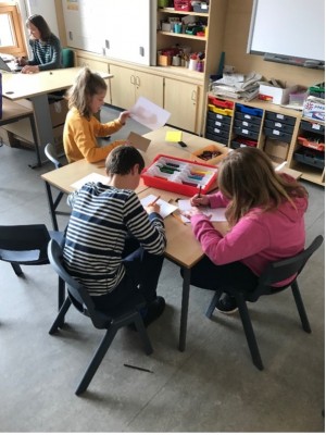 Pupils back at school, working hard on their designs