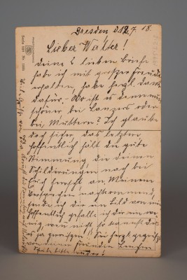 Reverse of postcard to Walter, a sailor aboard the interned German High Seas Fleet